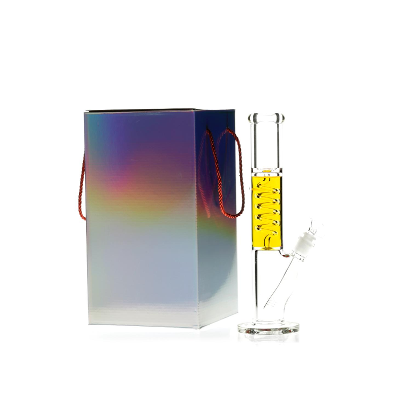 Glacial Twist Yellow Coil Perc Glycerin 33mm Glass Bong
