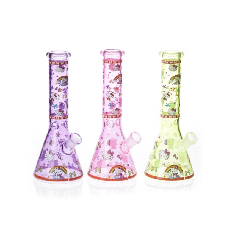 Exclusive Hello Kitty Neon Beaker Glass Water Pipe Bong - 10" Assorted Colors SS-3704 in display box Best Seller GREEN only