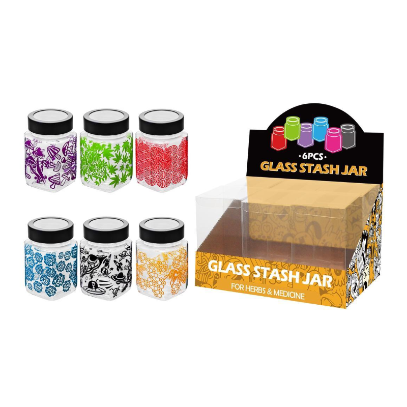 Clear Assorted Airtight Glass Jar For Herb & Medicine (6 PCS) SS-5636