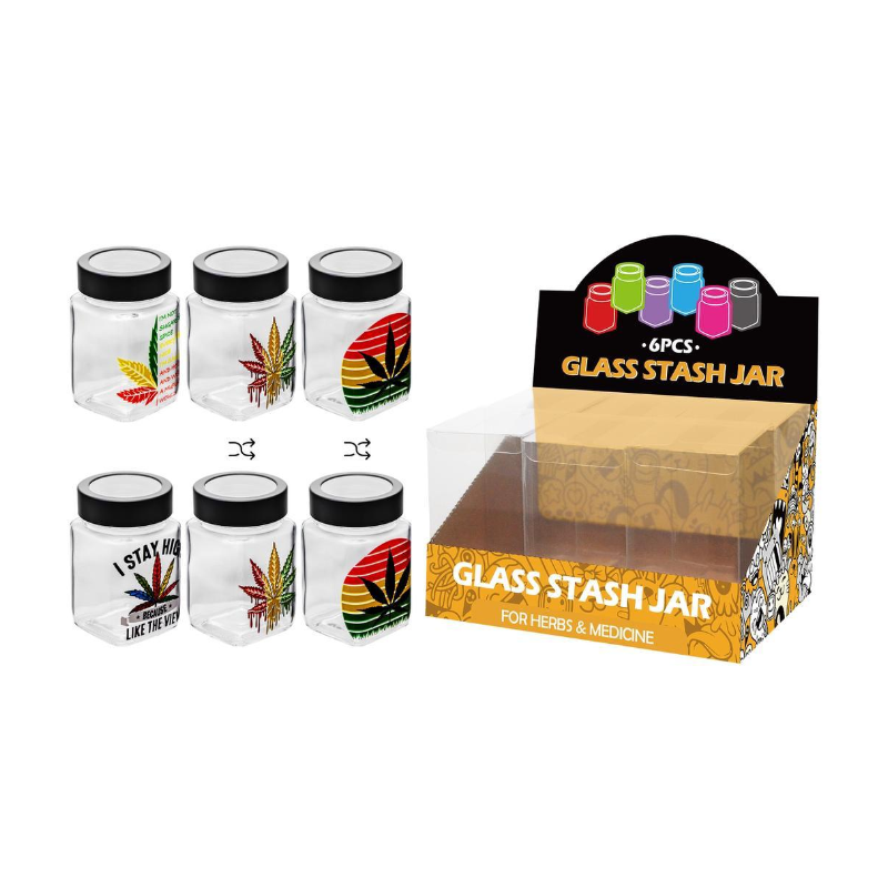 Clear Weed Airtight Glass Jar For Herb & Medicine (6 PCS) SS-5629