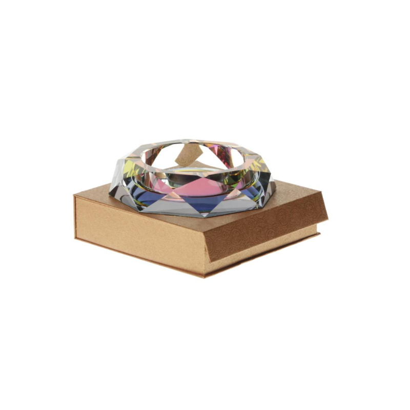 Blue Color Glass High Quality Heavy 01 Round Ashtray - in display box SS-3313