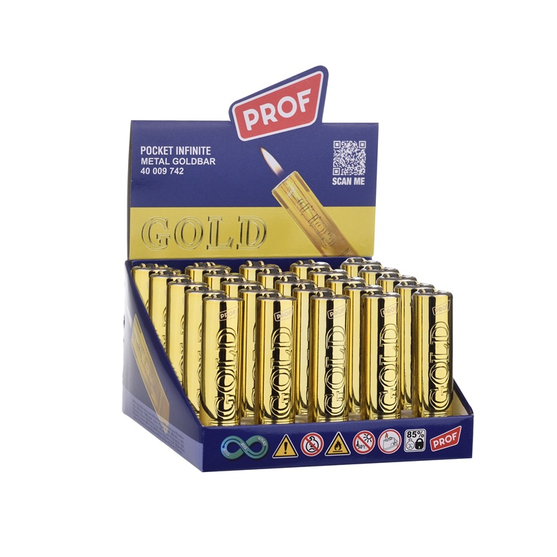 Prof GoldBar Metal Lighter Pocket Infinite – Pack of 25 40009742