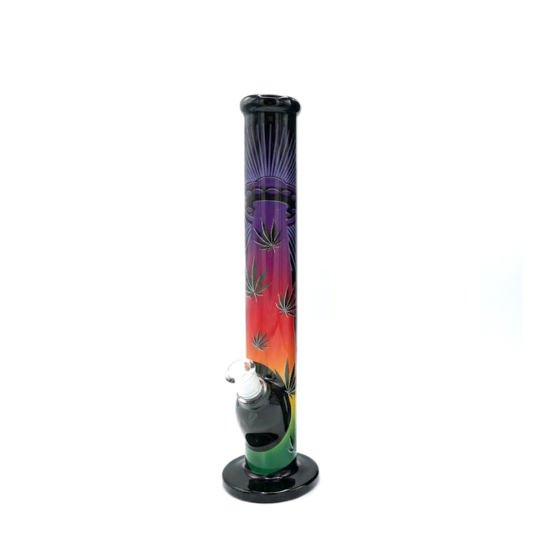 High Quality Gradient Leaf Glass Water Pipe Bong – Straight Tube Bong 40cm SS-7623-C Boxed