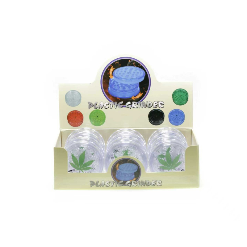 Clear Printed Leaf Herb Plastic Grinder x 24