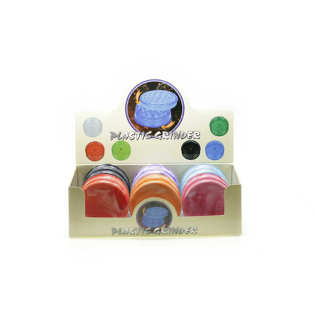 Colourful 53mm Herb Plastic Grinder x 12