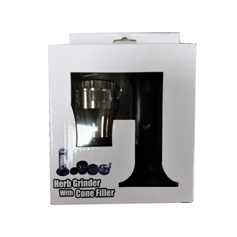Herb Grinder with Cone Filler Assorted Colour Designs