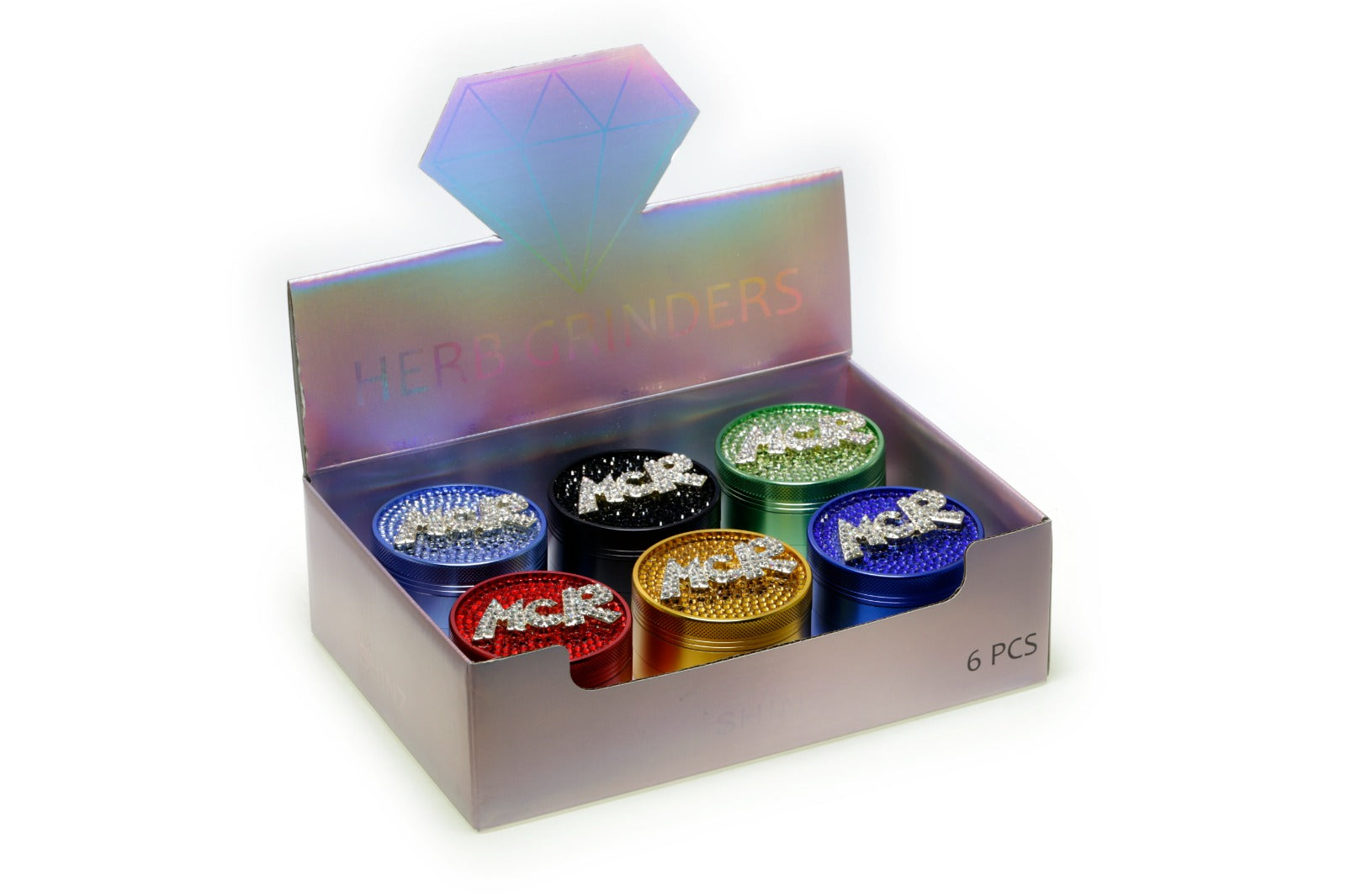 D&K Herb Metal Grinder Crystal Mcr Manchester 63mm 6 Pack