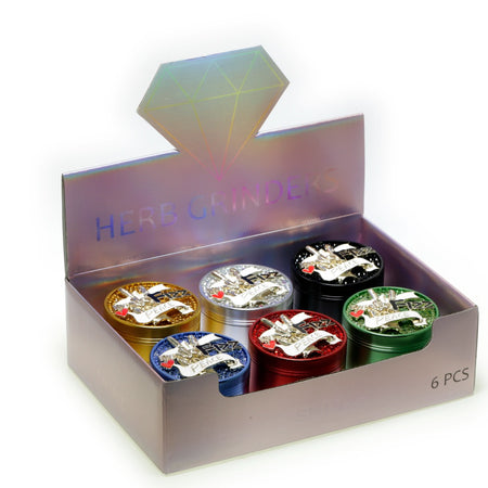 D&K Herb Metal Crystal Grinder Love Peace 63mm 6 Pack