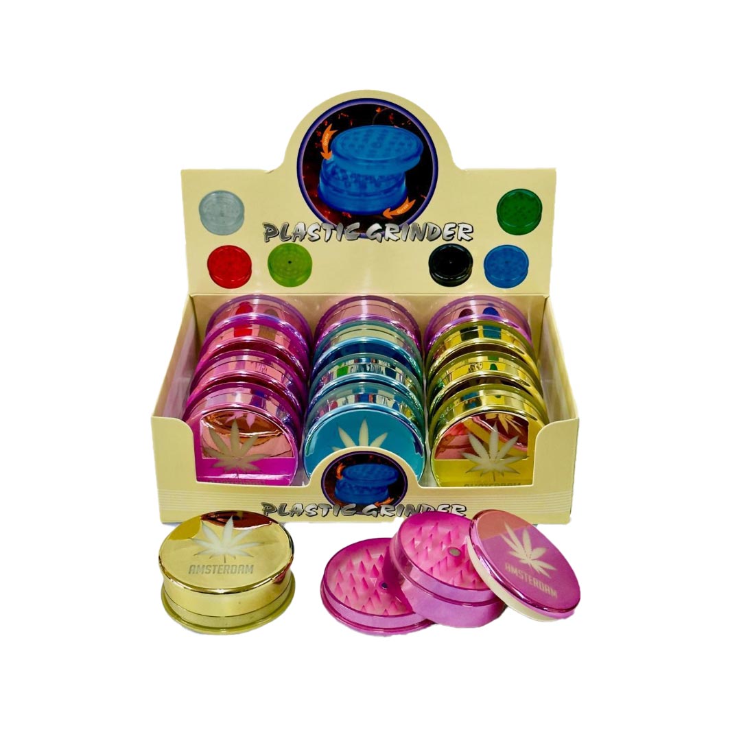 3 Part Tier Plastic Grinder Shiny Acrylic Display x 12