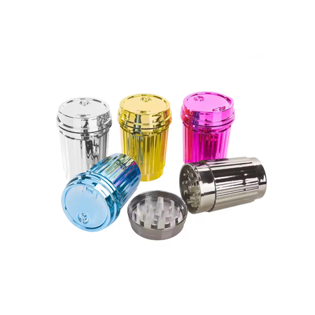 The Smoke Land 4 Parts Coffee Cup Shape Zinc Alloy Herb Grinder Metal 63mm x 1