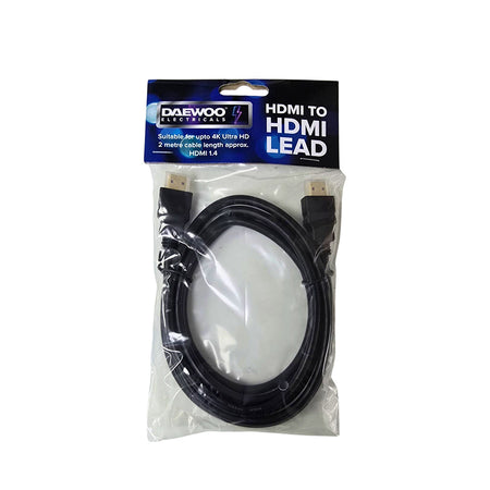 Daewoo 2M HDMI Cable 1.4 High Speed Male to Male Gold Tip 4K Ultra HD TV Lead UK