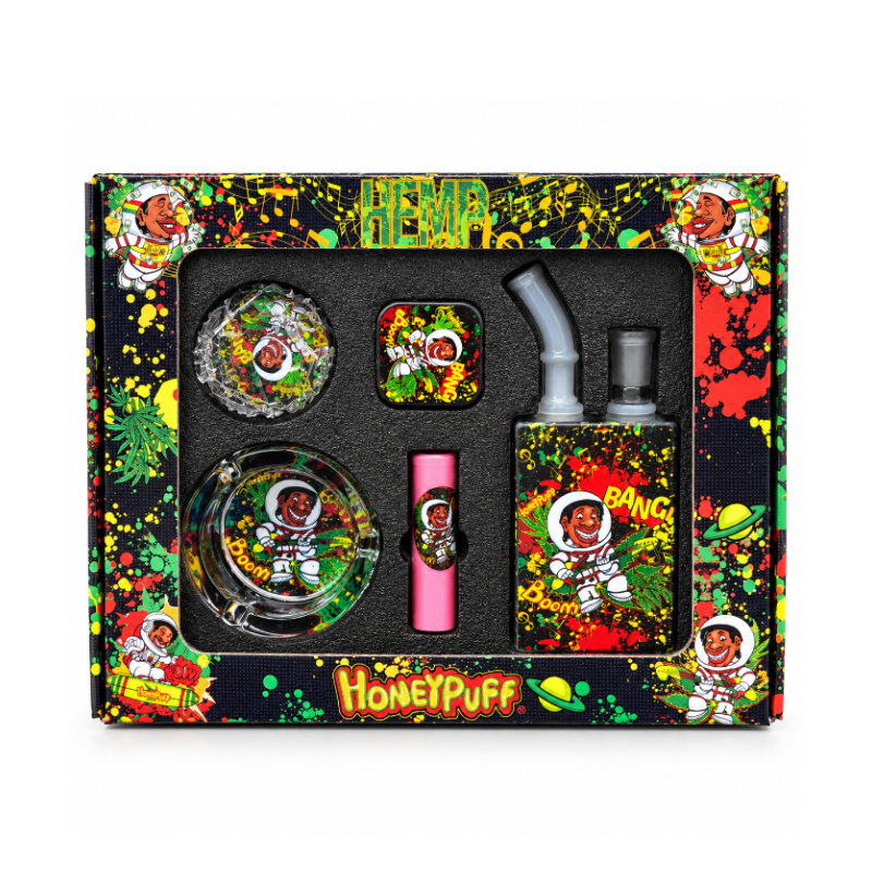 HoneyPuff HEMP Astronaut Glass Water Pipe & Accessories Gift Set