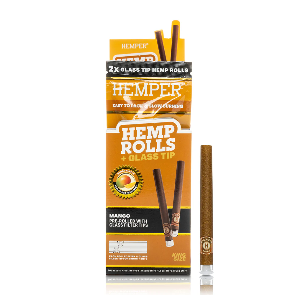 Hemper 2pk King Size Roll With Glass Tips Mango 12 pack