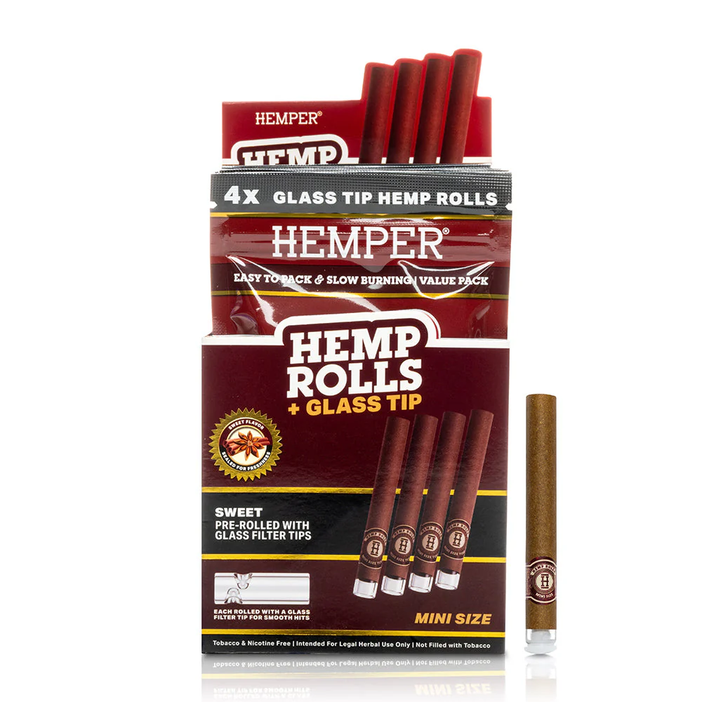 Hemper 4pk Mini Roll With Glass Tips Sweet x 12 pack