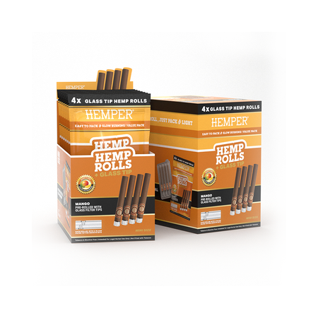 Hemper 4pk Mini Roll With Glass Tips Mango 12 pack