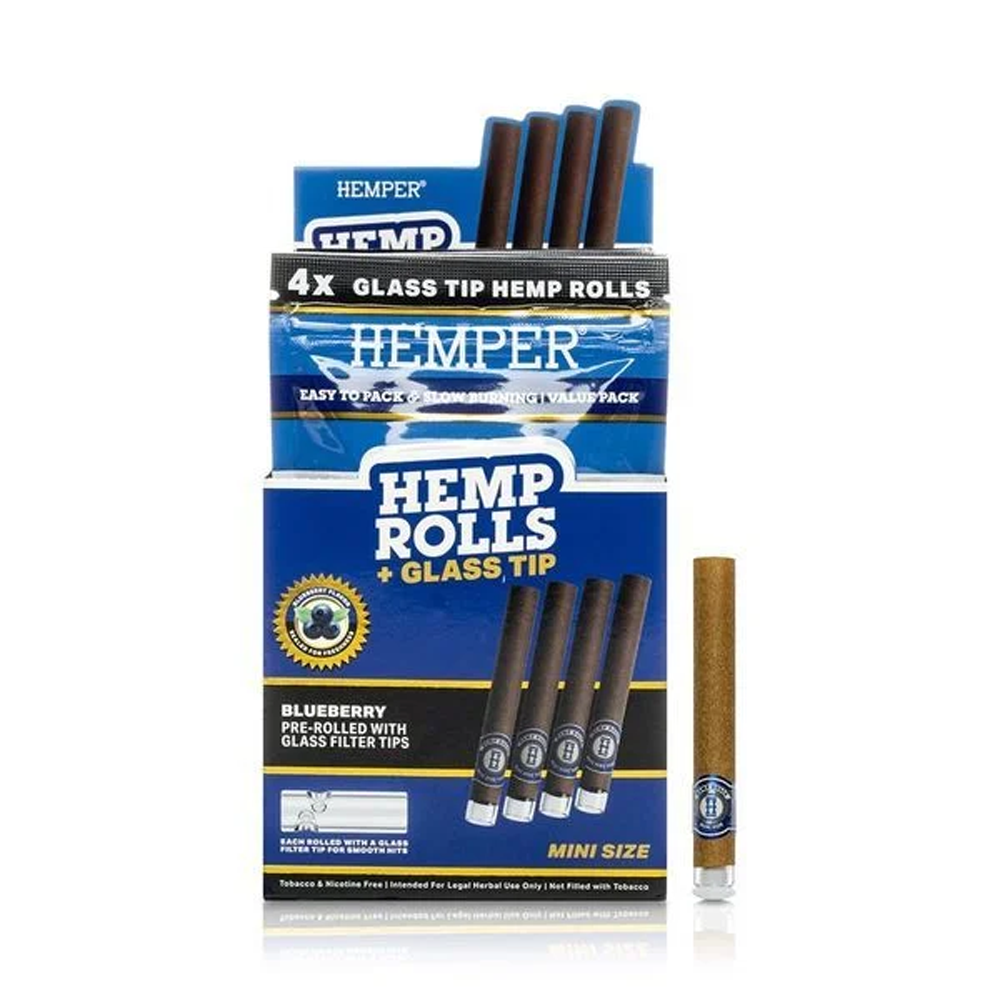 Hemper 4pk Mini Roll With Glass Tips Blueberry 12 pack