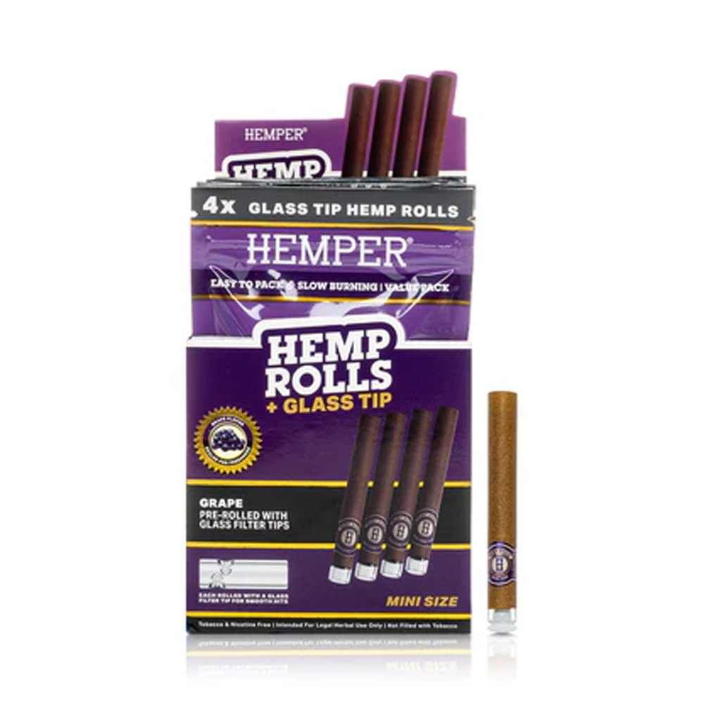 Hemper 4pk Mini Roll With Glass Tips Grape 12 pack
