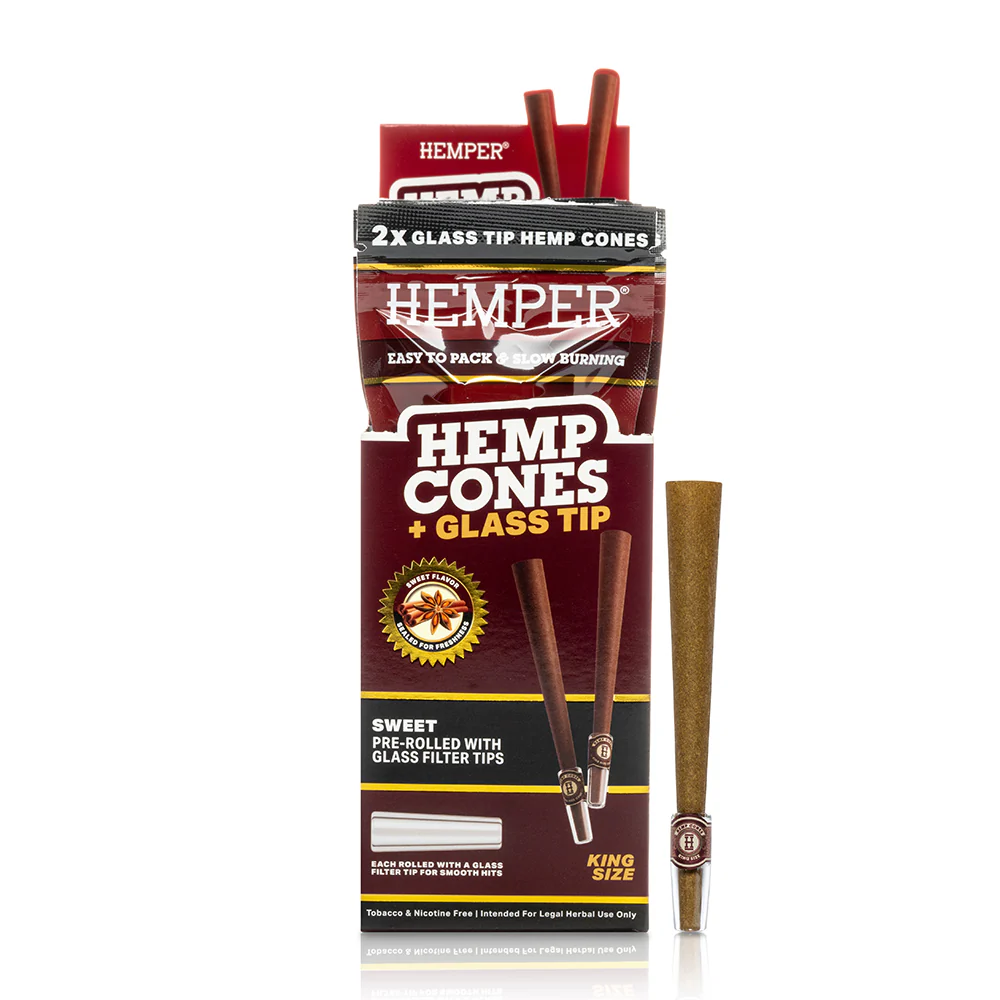 Hemper 2pk King Size Cone With Glass Tips Sweet 12 pack