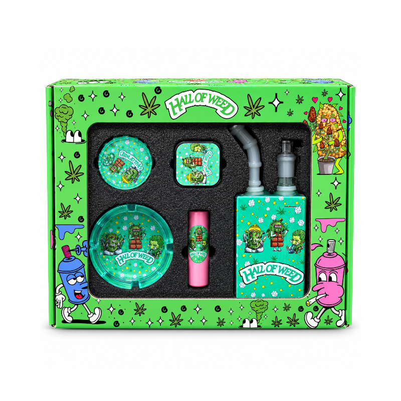 Hall of Weed Glass Water Pipe & Accessories Gift Set – Green