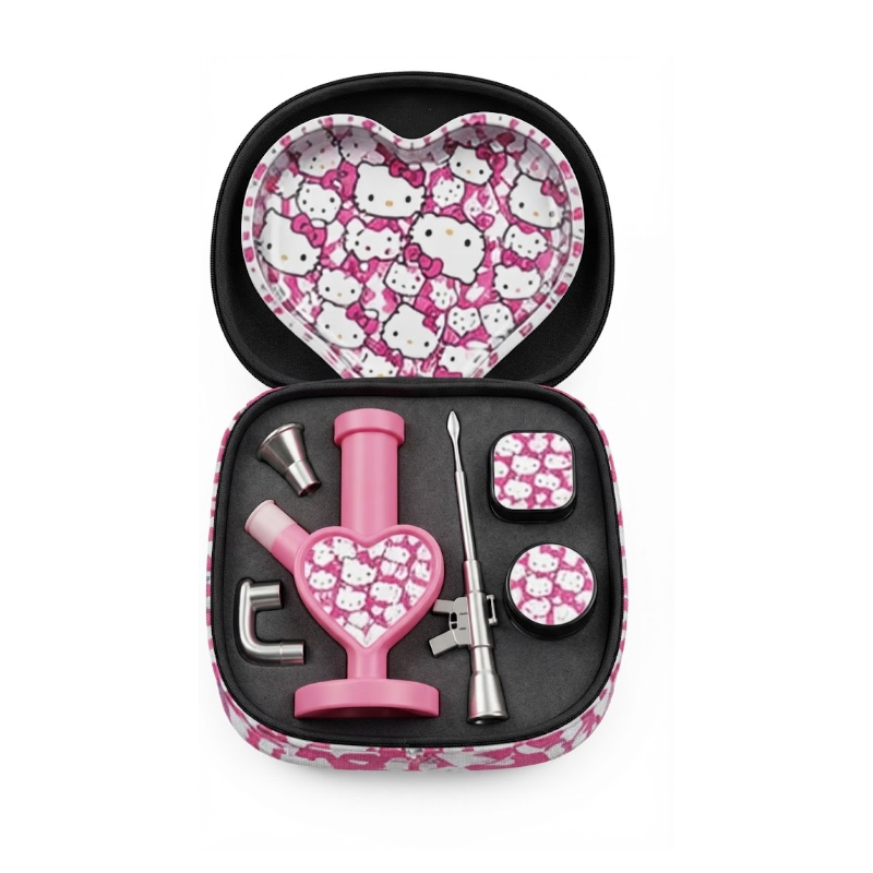 Pink Hello Kitty Heart Glass Bong & Accessories Set – Complete Gift Kit