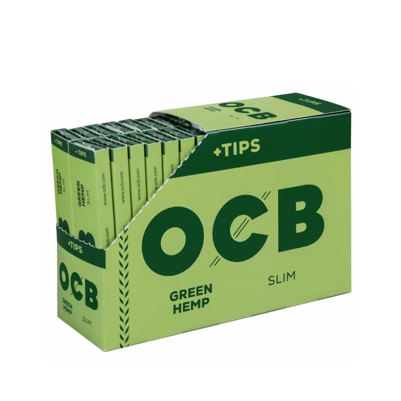 New OCB Green Hemp Slim Rolling Papers King Size 32 Sheets + Tips
