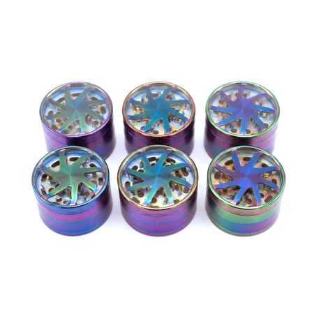 SALE Rainbow Herb Grinder Set – 6 Piece Display Box | Premium Metal Grinder with Clear Lid