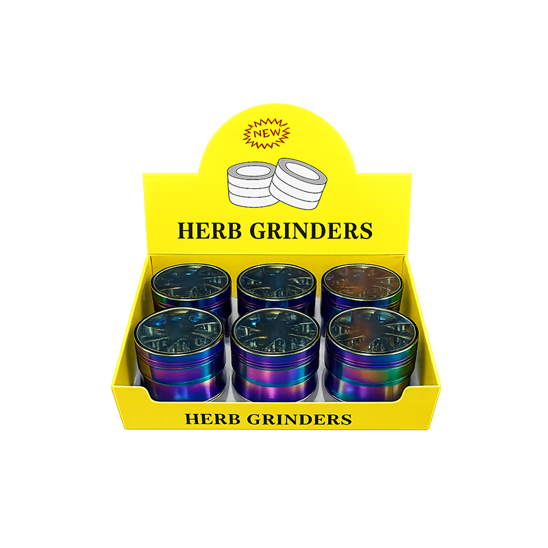 SALE Rainbow Herb Grinder Set – 6 Piece Display Box | Premium Metal Grinder with Clear Lid