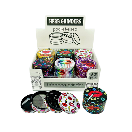 D&K Metal Grinder Printed Lips Design 65mm 4 Part SM2702 x 12 pack
