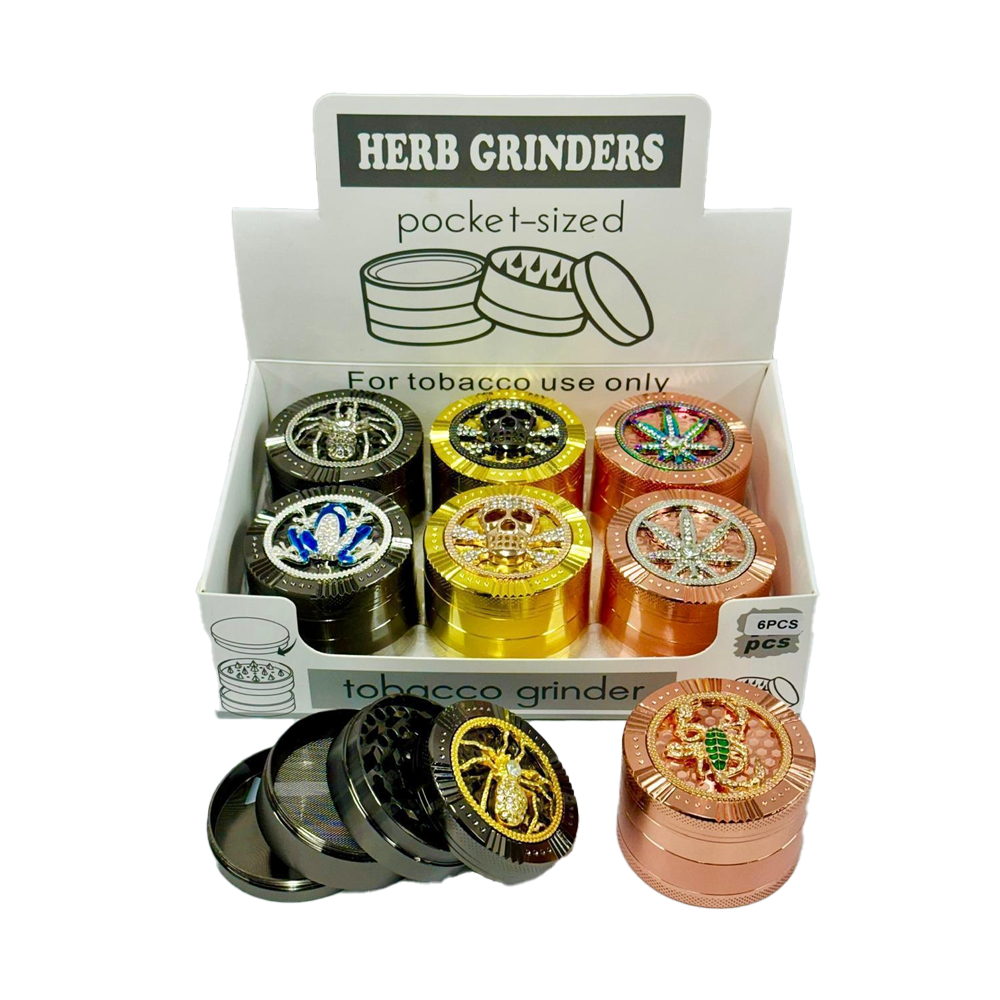 D&K Metal Grinder Metallic Crystal Design 60mm 4 Part SM3035 x 6 pack