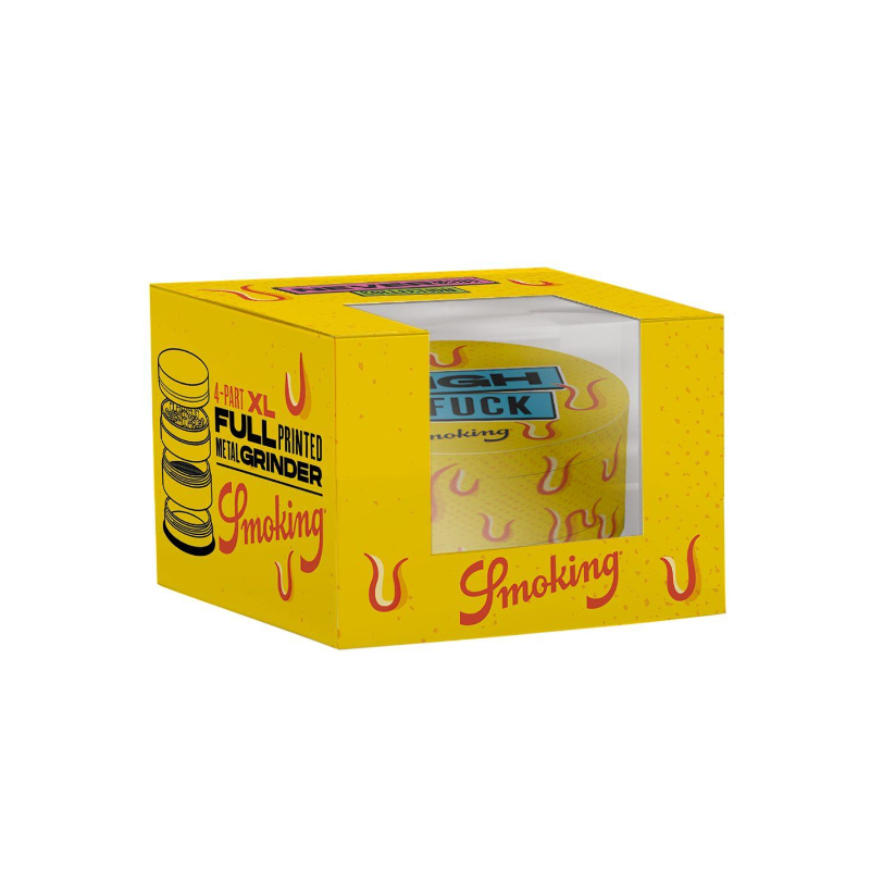 Single Smoking 4-Part XL Full Printed Metal Grinder High As Fuck x 1