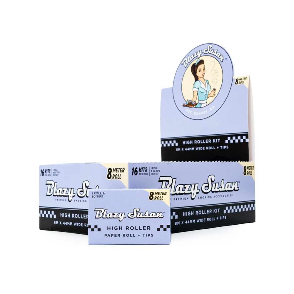Blazy Susan High Roller Set 8m Paper Roll + 50 Tips  - Purple 16 pack