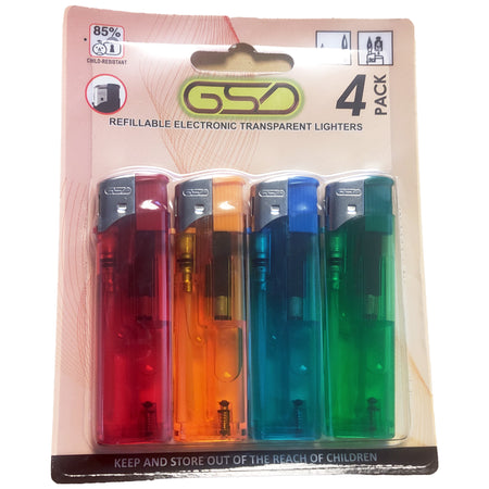 4 pack Electronic Refillabe Lighter on Card x 12 cards
