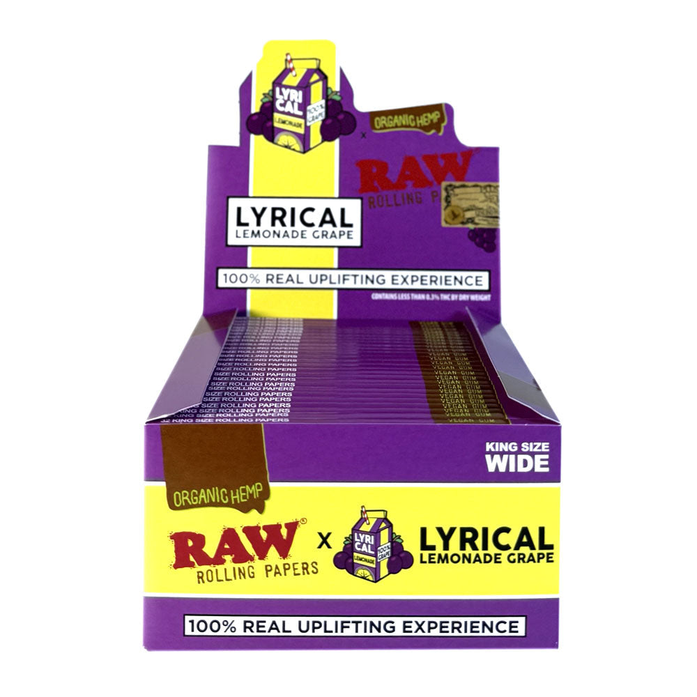 USA RAW Lyrical Grape Lemonade Flavor Rolling Papers – King Size Wide 50 pack