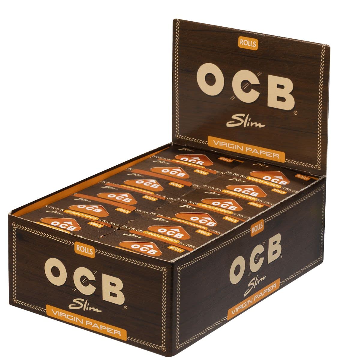 OCB Brown Slim Virgin Paper Rolls 24 pack