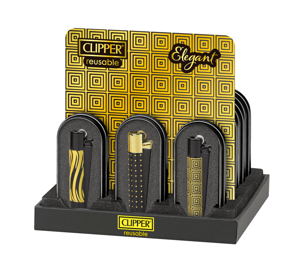 Clipper Metal Large Lighter Elegant + Case x 12