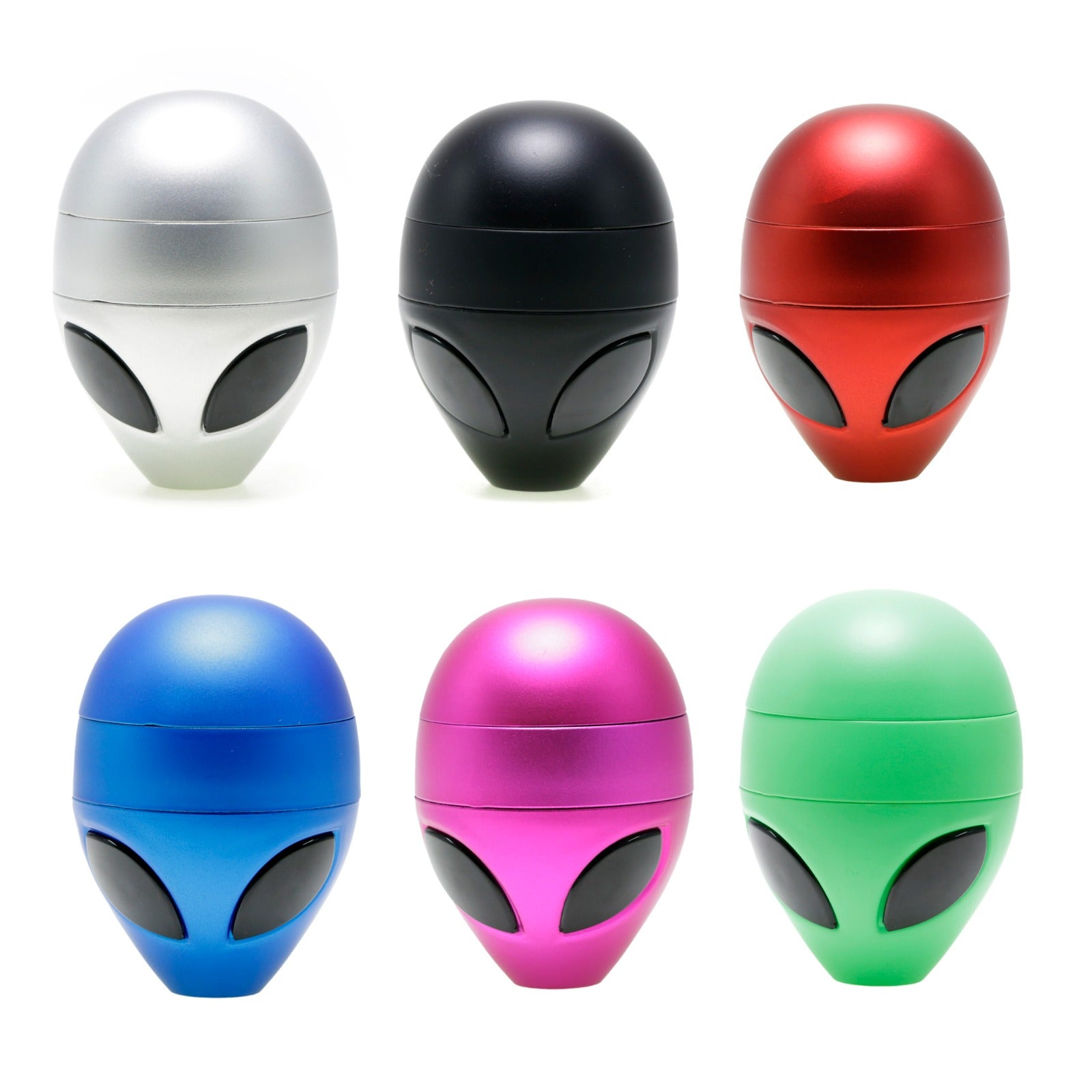 SINGLE Alien Head Herb Grinder 50mm 4 Part Assorted Colours x 1