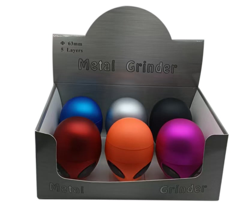 SINGLE Alien Head Herb Grinder 50mm 4 Part Assorted Colours x 1