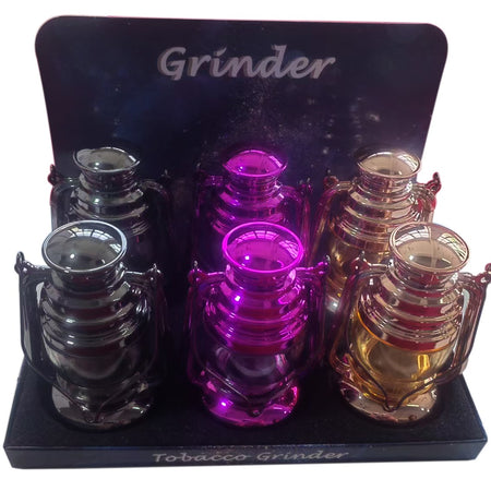 SINGLE Lite Up Lantern Glass Herb Grinder Assorted Colours x 1
