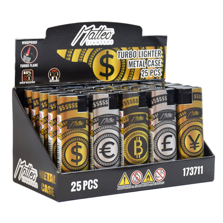 Matteo Metal Turbo Lighter Bitcoin Windproof 25 pack