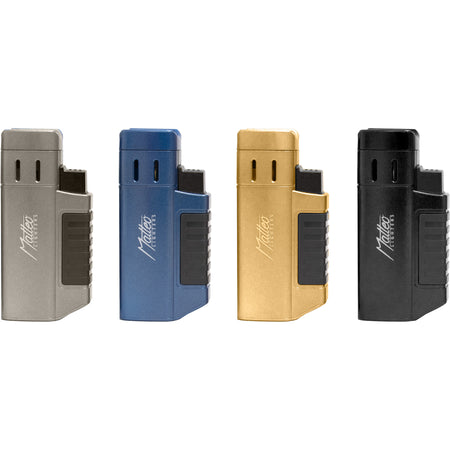 Matteo Metal Triple Jet Turbo Lighter Metallic Windproof 12 pack