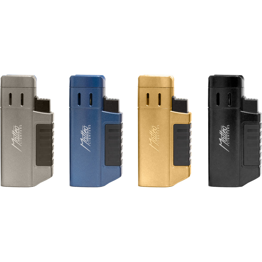 Matteo Metal Triple Jet Turbo Lighter Metallic Windproof 12 pack