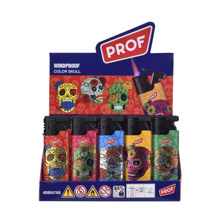 Prof Turbo 3D Effect Skulls Flame Windproof Lighter x 50