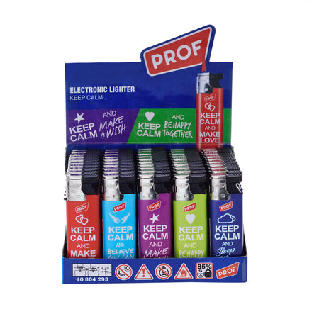 Prof Turbo Keep Calm Flame Windproof Lighter x 50