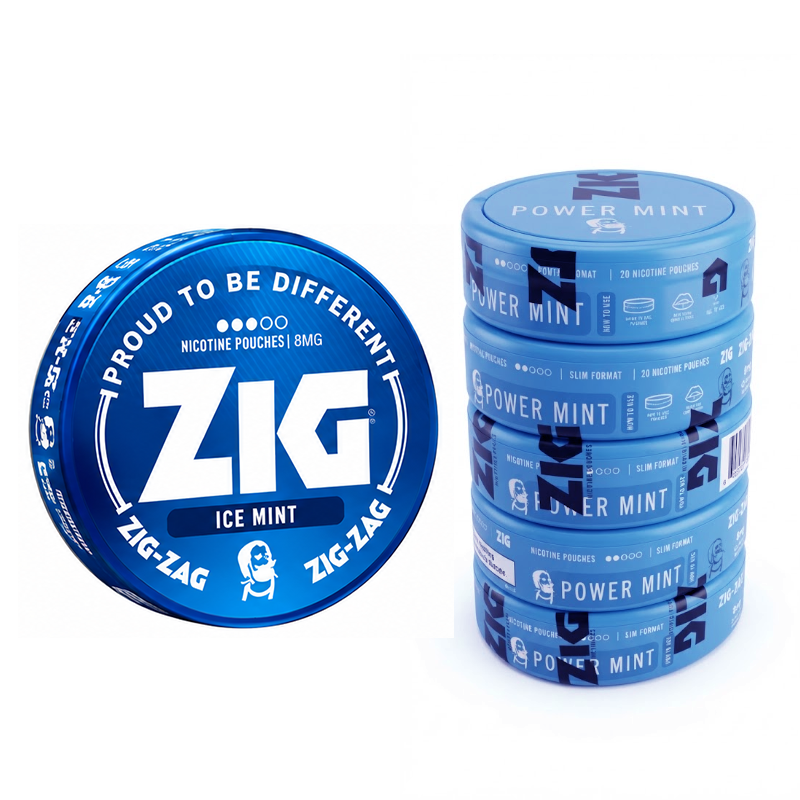 Zig Nicotine Pouches – Ice Mint 8MG Pack of 5