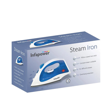 Steam Iron 1400W Electric Iron Non-Stick Teflon Coated Soleplate Dry/Steam Iron