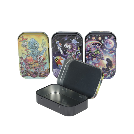 Premium Printed Storage Tobacco Tins – 24 Tins in a Tray (1 tray)
