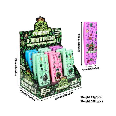 3 Joints Holder Assorted Colorful – 12 Pack Display 120mm x 41mm