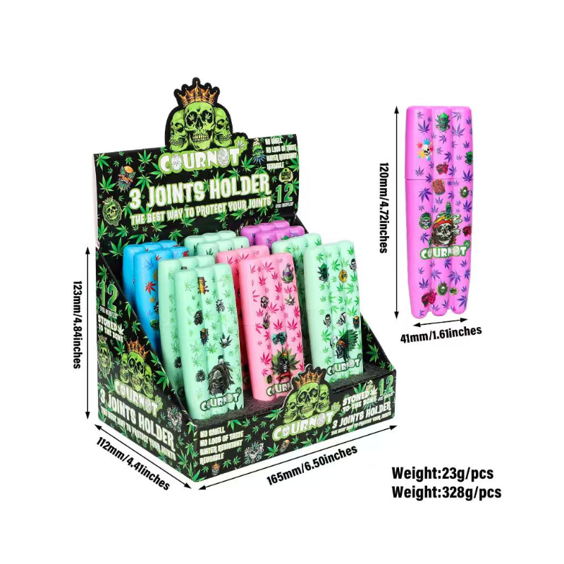 3 Joints Holder Assorted Colorful – 12 Pack Display 120mm x 41mm