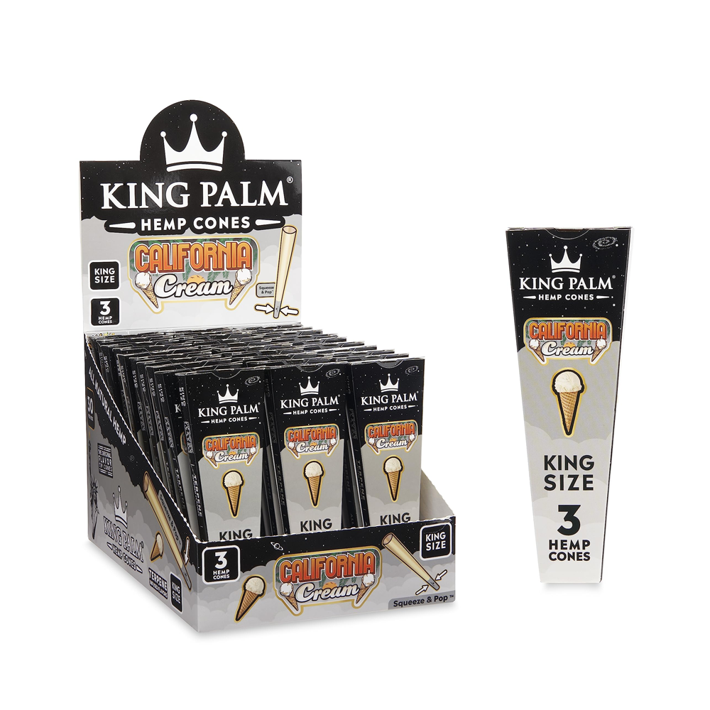 King Palm Hemp Cones King Size 109mm California Cream Pack 3