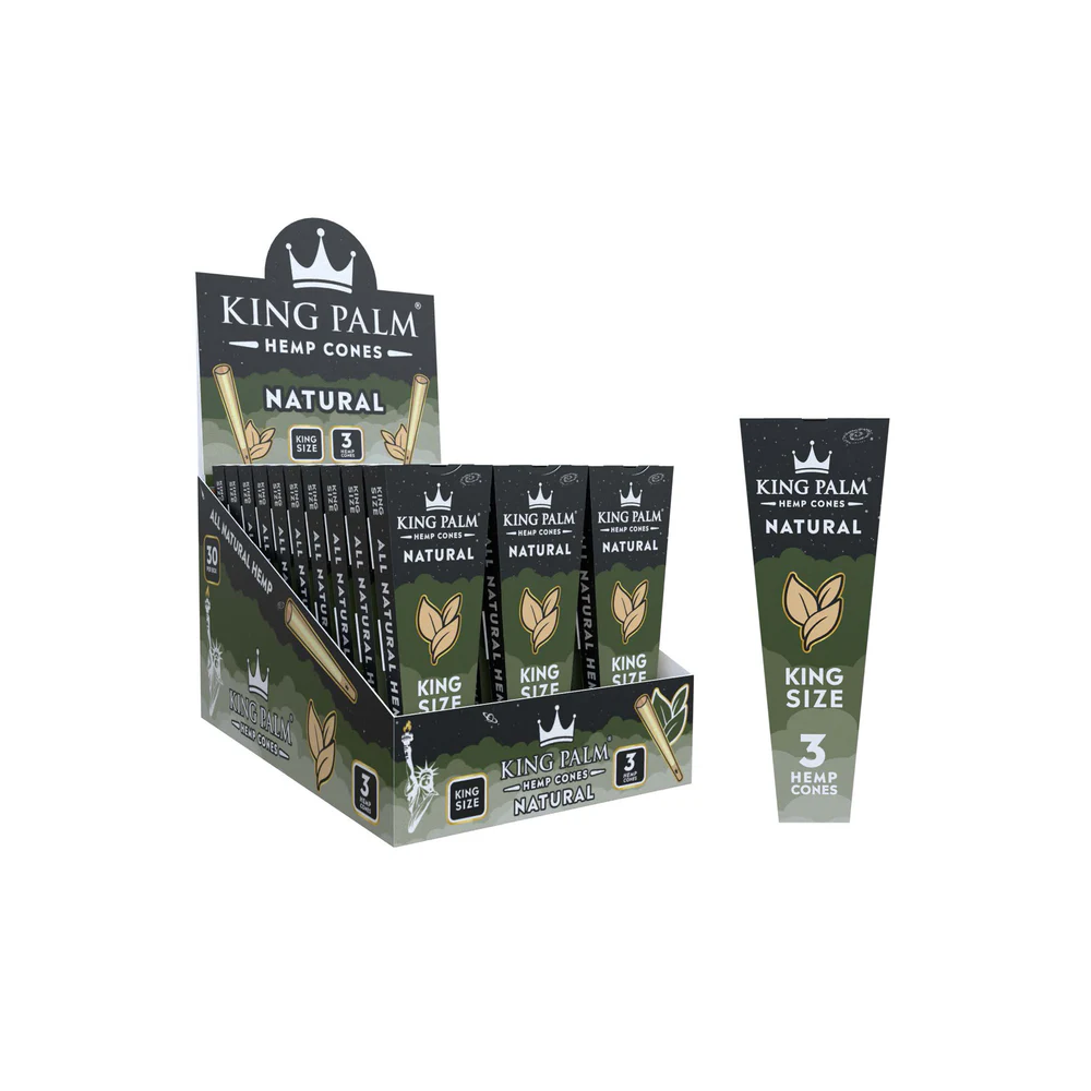 King Palm Hemp Cones King Size 109mm Natural Pack 3